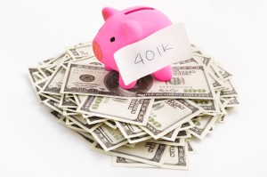 Piggy bank 401K and dollar